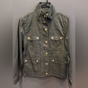 J. Crew | Downtown Utility Jacket | Women’s Olive Jacket with Gold Buttons | Med